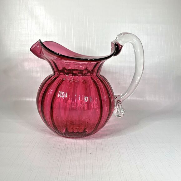 Signed Rossi Cranberry Optic Pitcher - Picture 3 of 7
